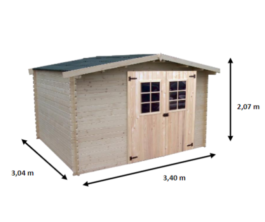 Abri Vaduz, Epicéa madriers 28 mm, 3.40 x 3.04m, 10.34 m²