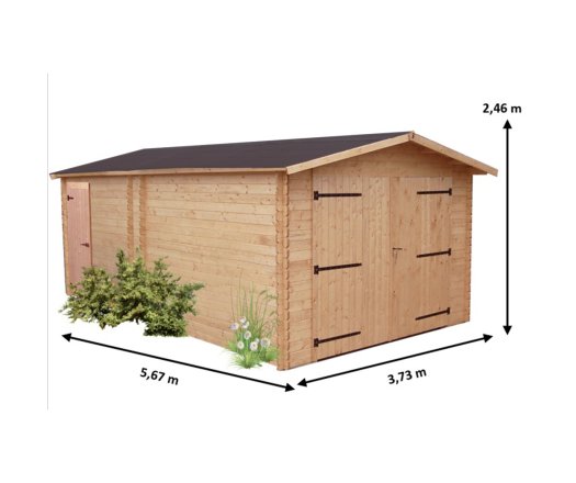 Garage Denis, Douglas Madriers 28mm, 3.50 x 5.40m, 19.00m²