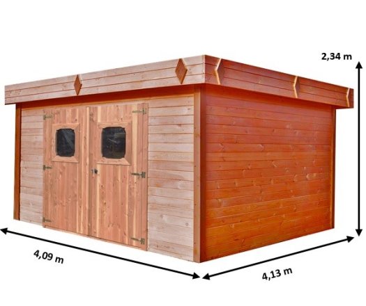 Abri Dinan, Douglas Madriers 28mm, 4.10 x 4.10m, 16.90m²