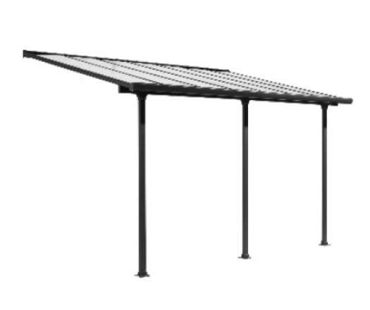 Toit terrasse  avec rideau d'ombrage extensible, Aluminium gris anthracite, 3.05 x 5.00 m, 15.25m²