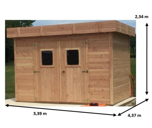 Abri Dinan, Douglas Madriers 28mm, 3.40 x 4.40m, 14.80m²