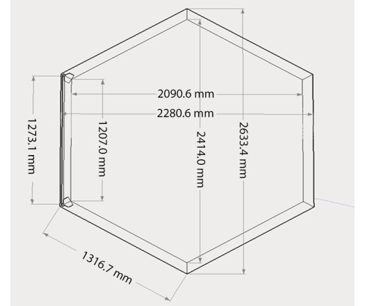 Habillage hexagonal pour spas et piscines gonflables, Bois, 2.60 x 2.10 m, 5.46m²