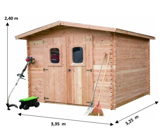 Abri Dommar, Douglas Madriers 28mm, 3.30 x 3.30, 10.90m²