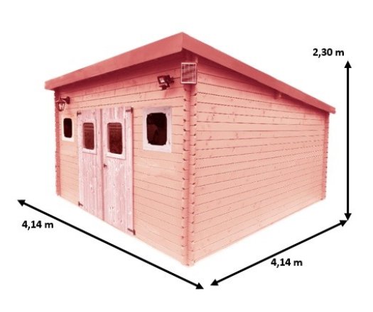 Abri Danube, Douglas Madriers 28mm, 4.10 x 4.10m, 17.10m²