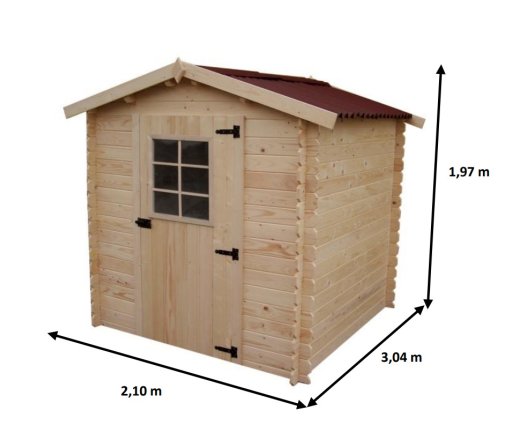 Abri Vaduz, Epicéa madriers 28 mm, 2.10 x 3.04 m, 6.38 m²