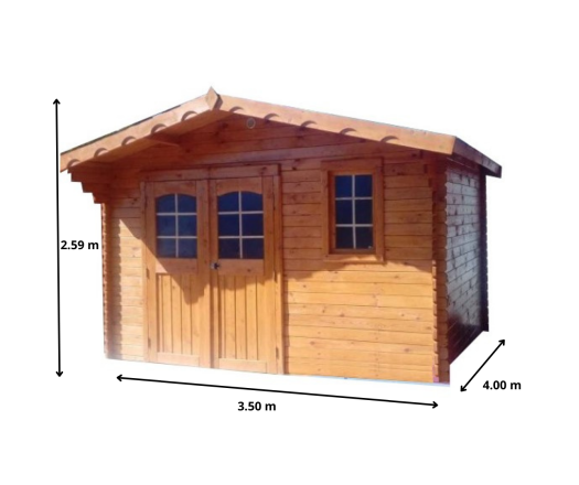 Abri Natura, Epicéa madriers 42mm, 3.60 x 3.80m, 17.50m²