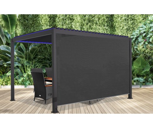 Store déroulant latéral pour pergola bioclimatique motorisée PER  3040 ELEC pour côté 4 m couleur gris