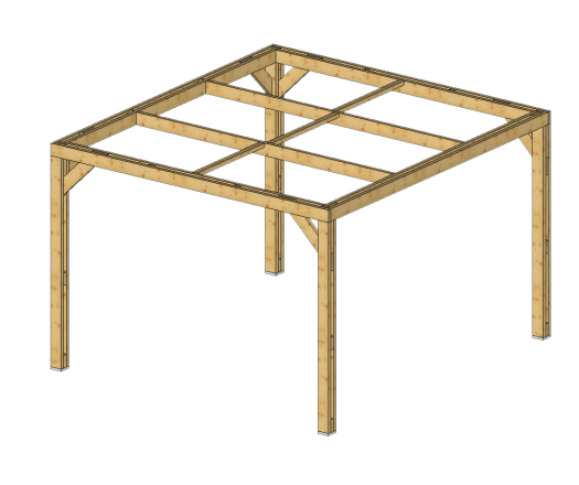 Pergola Thermauvent, Bois Thermo chauffé poteaux 0.12 x 0.12 m, 3.40 x 3.10m, 10.60m²