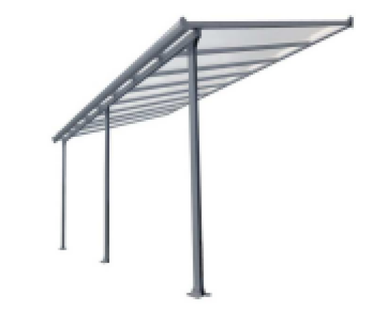 Toit terrasse avec rideau d'ombrage extensible, Aluminium gris anthracite, 3.05 x 4.20 m, 12.80m²