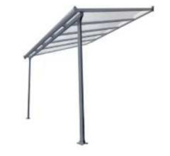 Toit terrasse avec rideau d'ombrage extensible, Aluminium gris anthracite, 2.75 x 2.45, 6.70m²