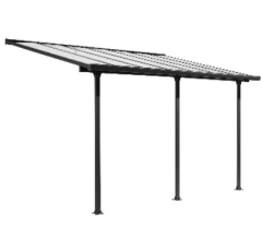 Toit terrasse  avec rideau d'ombrage extensible, Aluminium gris anthracite, 3.05 x 5.00 m, 15.25m²