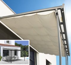 Toit terrasse avec rideau d'ombrage extensible, Aluminium gris anthracite, 2.75 x 2.45, 6.70m²