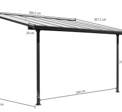 Toit terrasse, Aluminium gris anthracite, 3.05 x 3.00 m, 9.15m²