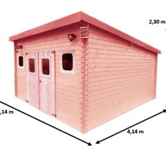 Abri Danube, Douglas Madriers 28mm, 4.10 x 4.10m, 17.10m²