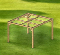 Pergola Thermauvent, Bois Thermo chauffé poteaux 0.12 x 0.12 m, 3.40 x 3.10m, 10.60m²