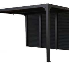 Pergola bioclimatique  livrée avec des ventelles latérales aluminium mobiles pour côté 3,60 m, Aluminium gris anthracite, 3.60 x 3.00 m, 10.80m²