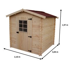 Abri Vaduz, Epicéa madriers 28 mm, 2.10 x 3.04 m, 6.38 m²