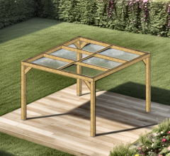 Pergola Thermauvent, Bois Thermo chauffé poteaux 0.12 x 0.12 m, 3.40 x 3.10m, 10.60m²