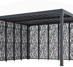 Pergola bioclimatique avec panneaux moucharabieh coloris gris pour côté 3 m + côté 3,60 m, Aluminium  gris anthracite, 3.60 x 3.00 m, 10.80m²