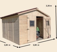 Abri Eden, Epicéa panneaux 16mm, 3.00 x 3.00, 9.00m²