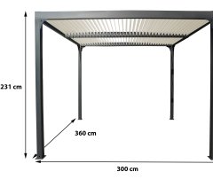 Pergola Bioclimatique avec ventelles écru, Aluminium gris anthracite, 3.60 x 3.00m, 10.80m²