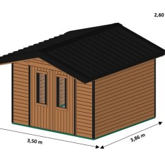 Abri Theta, THT Madriers 28mm, 3.50 x 3.80m, 13.50m²