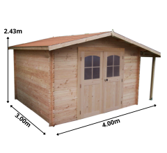 Abri Montigny, Epicéa Madriers 28mm, 3.10 x 4.30m, 12.00m²