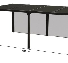 Pergola bioclimatique avec ventelles écru, Aluminium gris anthracite, 3.60 x 6.00 m, 21.5m²