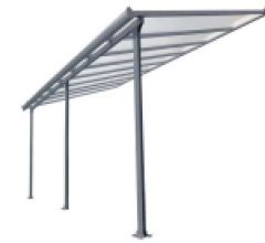 Toit terrasse avec rideau d'ombrage extensible, Aluminium gris anthracite, 3.05 x 4.20 m, 12.80m²