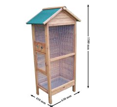 Cage à oiseaux standard, Bois, 0.41 x 0.63m, 0.42m²