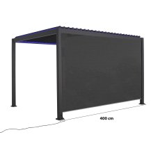 Store déroulant latéral pour pergola bioclimatique motorisée PER  3040 ELEC pour côté 4 m couleur gris